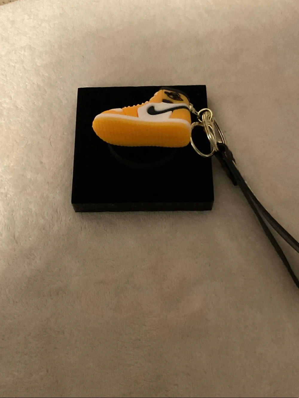 Jordan Yellow Sneaker Keyring with Black Branded Strap